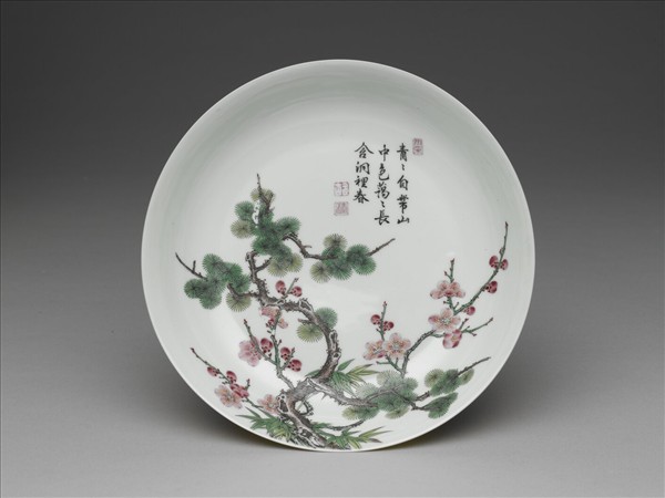 琺瑯彩松梅圖盤