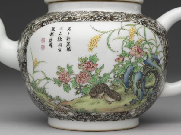 琺瑯彩瓷喜報雙安把壺