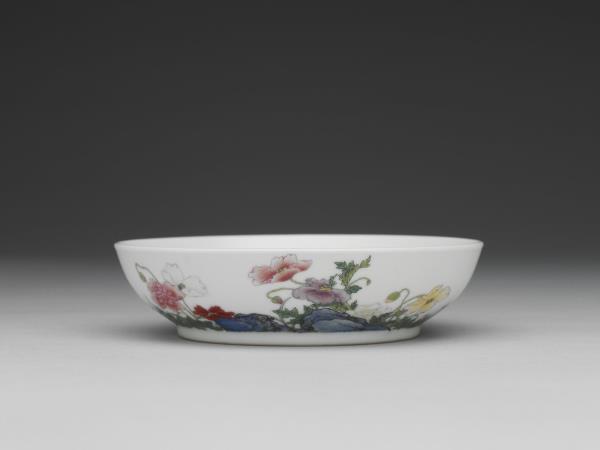 琺瑯彩虞美人花圖碟