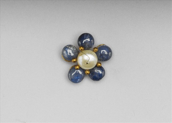 銀鍍金嵌珠寶帽花