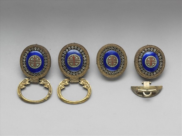 銅鍍金鑲琺瑯帶扣與帶板