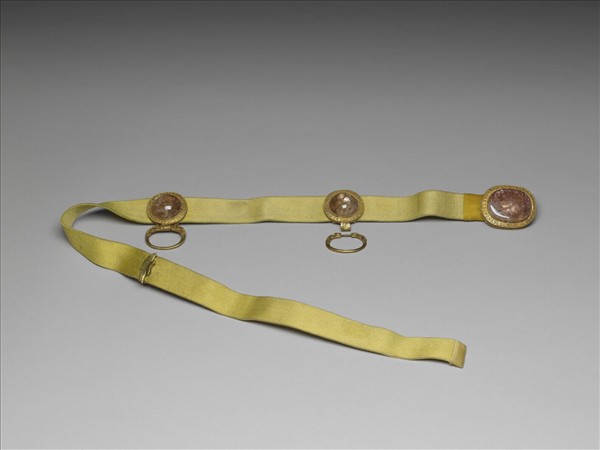 銅鍍金嵌碧璽帶扣涼帶