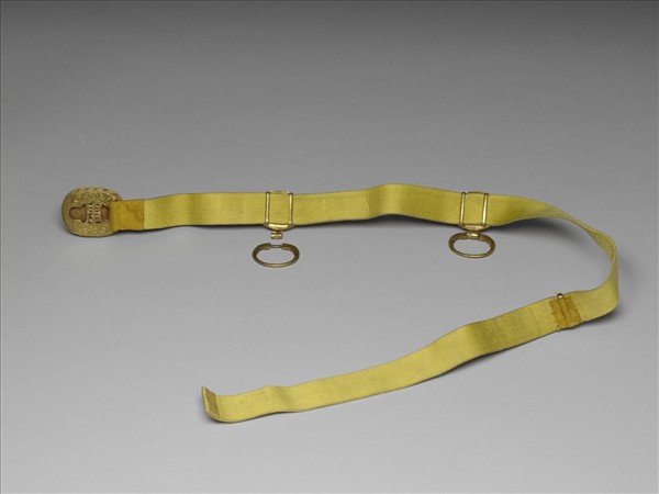 銅鍍金嵌碧璽帶扣涼帶