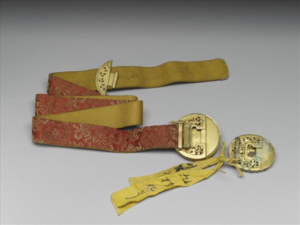 銀鍍金嵌綠松石帶扣涼帶