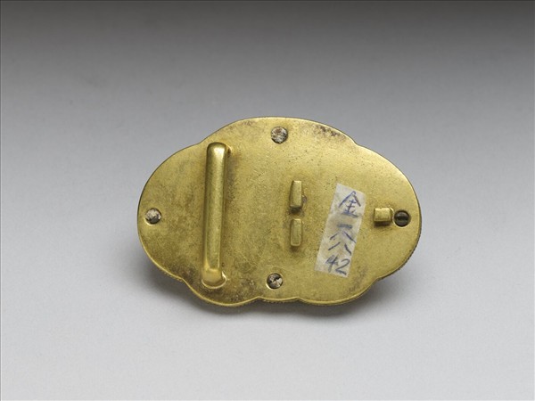 銅鍍金嵌碧璽帶扣