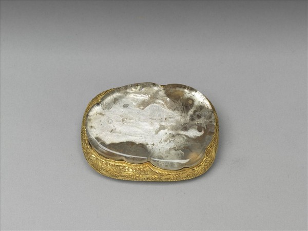 銅鍍金嵌碧璽帶扣