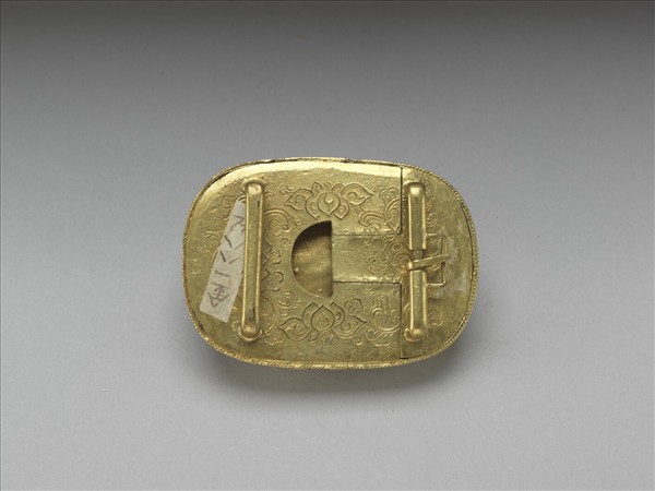 銅鍍金嵌碧璽帶扣