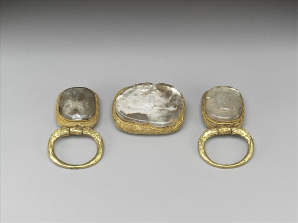 銅鍍金嵌碧璽帶扣