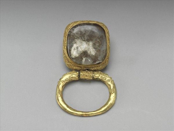 銅鍍金嵌碧璽帶板