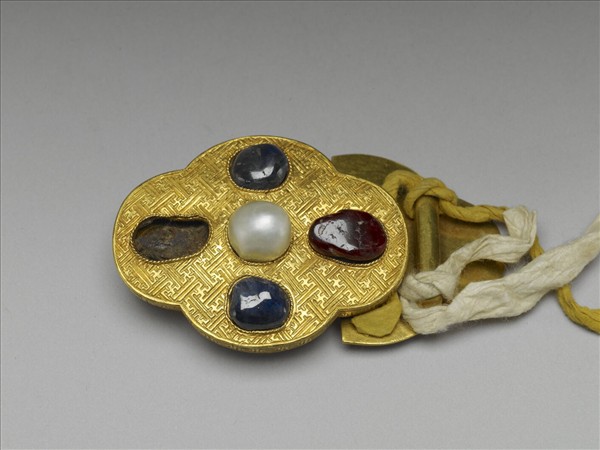 銀鍍金嵌珠寶帶扣