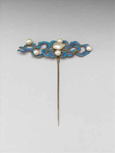 點翠嵌珠流雲簪