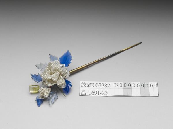 銀鍍金緝米珠薔薇簪