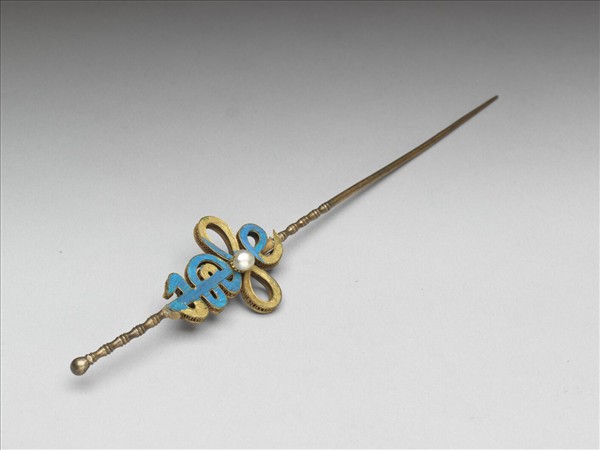 點翠嵌珠壽字耳挖簪