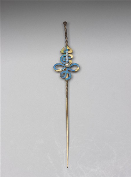 點翠嵌珠壽字耳挖簪