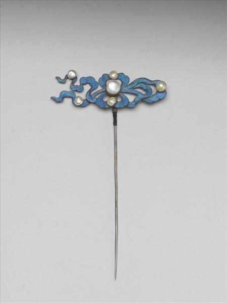 點翠嵌珠流雲簪