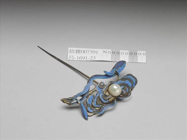 點翠嵌珠靈芝簪