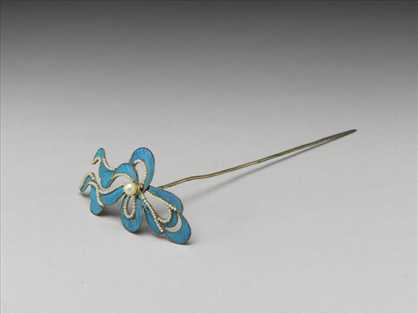 點翠嵌珠流雲簪