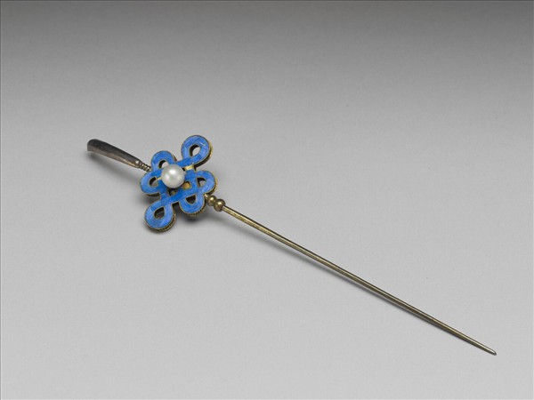 點翠嵌珠盤長耳挖簪