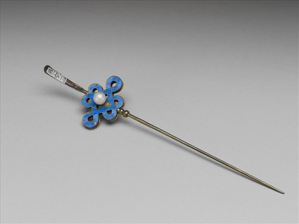 點翠嵌珠盤長耳挖簪