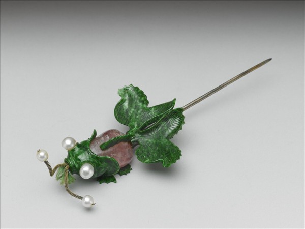 碧璽翠玉嵌珠金魚簪