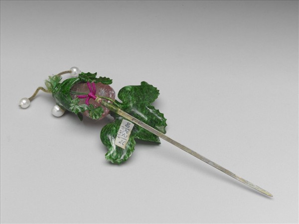 碧璽翠玉嵌珠金魚簪