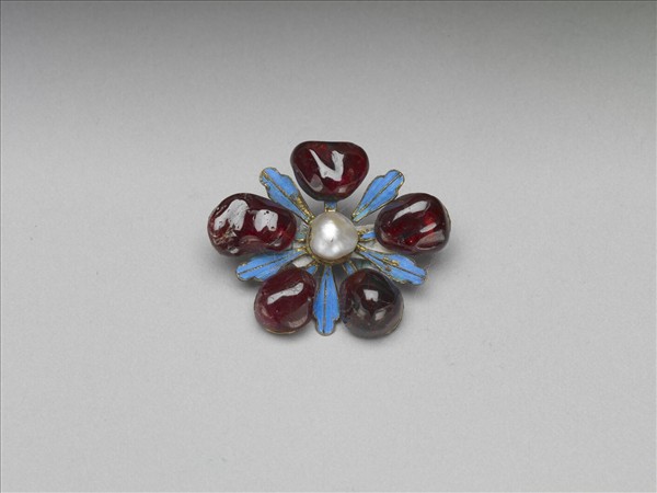 點翠嵌寶石花形飾件