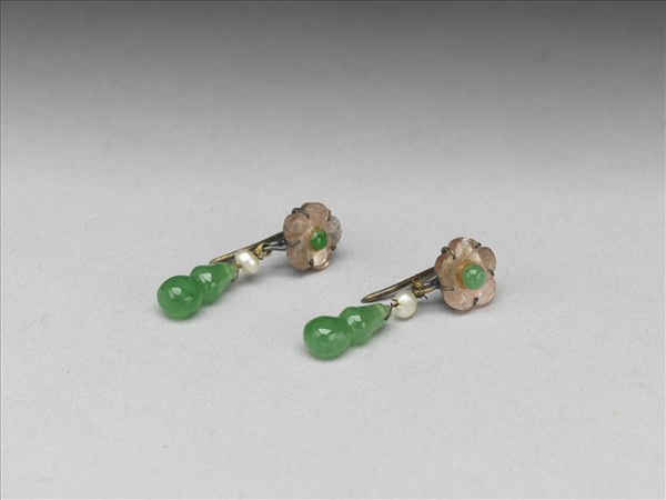 嵌珠翠碧璽耳墜（一對）
