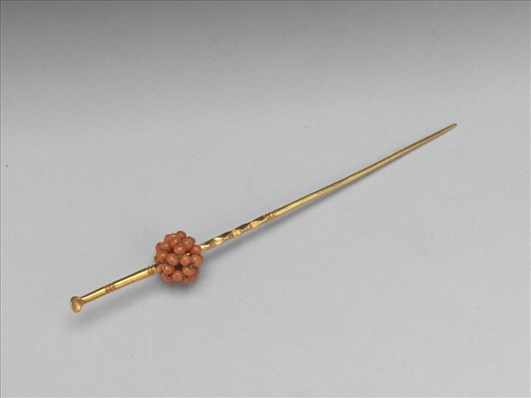 金嵌珊瑚珠球耳挖簪
