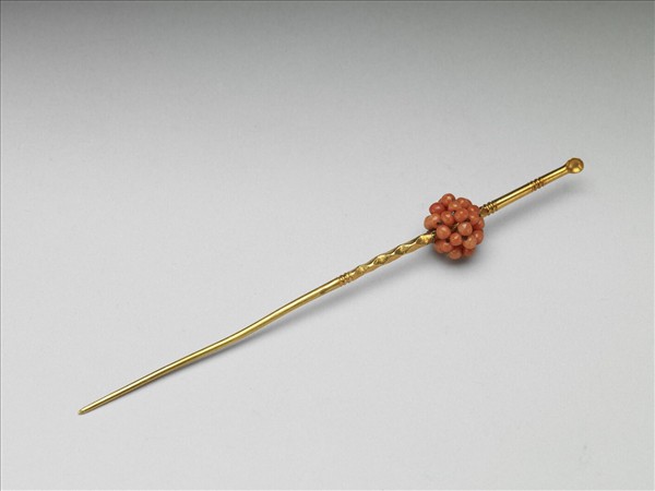 金嵌珊瑚珠球耳挖簪
