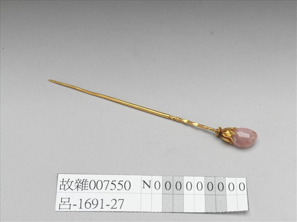 金嵌碧璽抱頭蓮簪