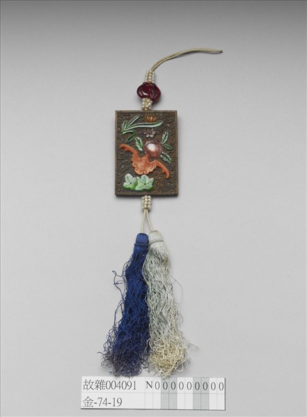 茄楠鑲嵌寶石福壽佩