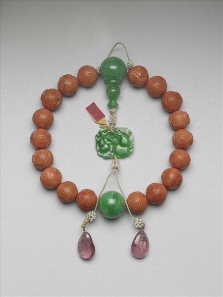 珊瑚團壽紋手串