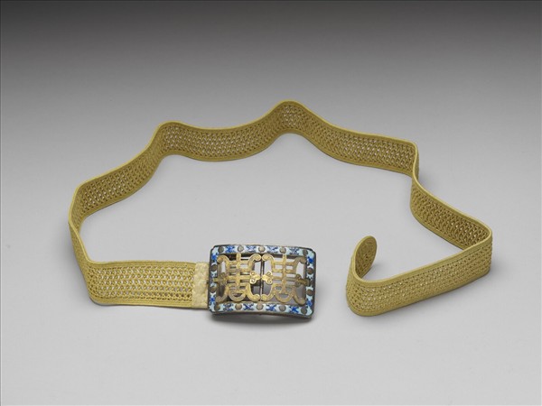 銀鍍金琺瑯壽字帶頭涼帶