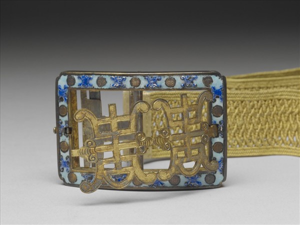 銀鍍金琺瑯壽字帶頭涼帶