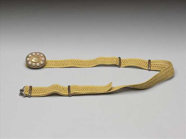 銀鍍金嵌珠寶帶頭涼帶