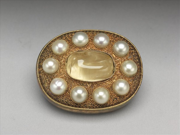 銀鍍金嵌珠寶帶頭涼帶