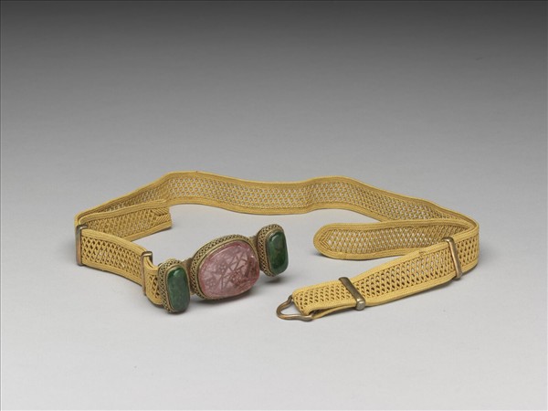 鍍金嵌碧璽翠玉帶頭涼帶