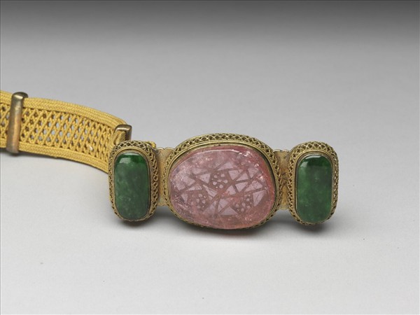 鍍金嵌碧璽翠玉帶頭涼帶