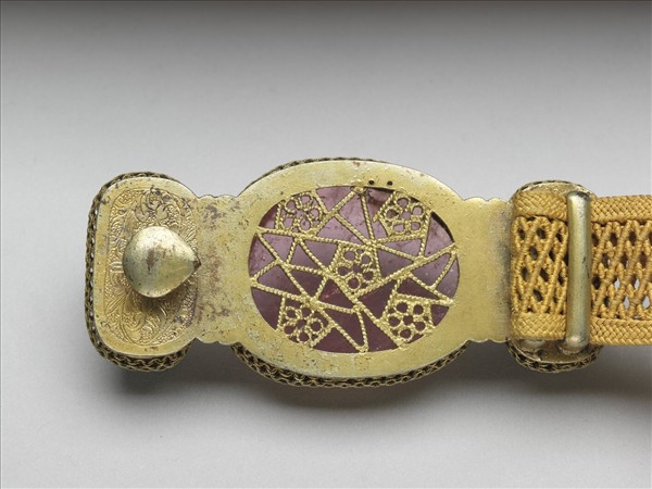 鍍金嵌碧璽翠玉帶頭涼帶