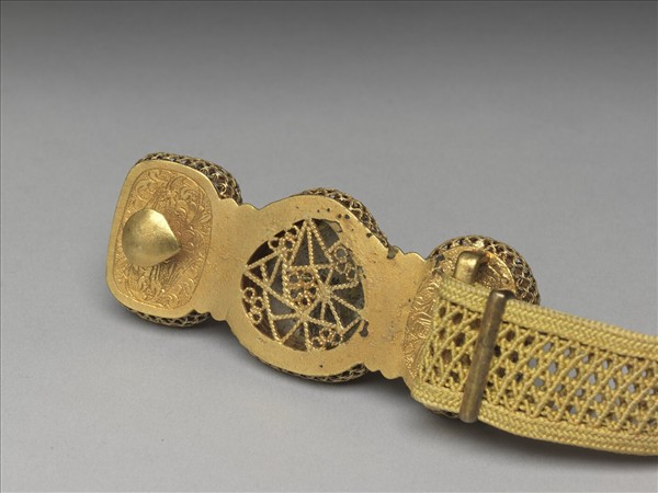 銅鍍金嵌碧璽帶頭涼帶