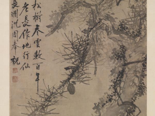 明沈周古松圖　軸