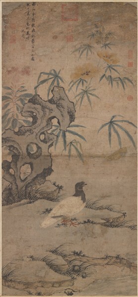 明沈周放鴿圖　軸