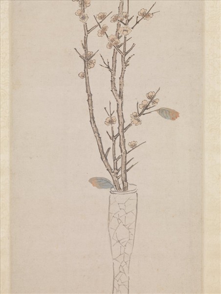 明沈周畫瓶中蠟梅　軸