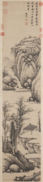 明沈周林亭山色　軸