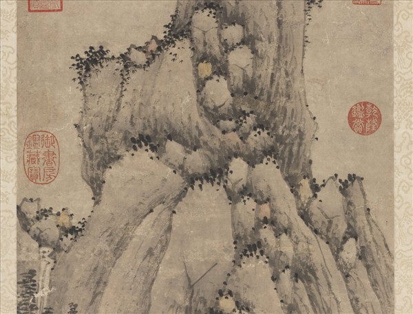 明沈周畫松岩聽泉圖　軸