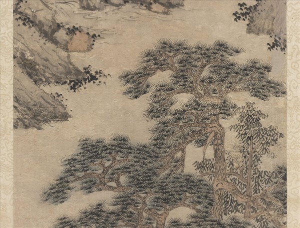 明沈周畫松岩聽泉圖　軸