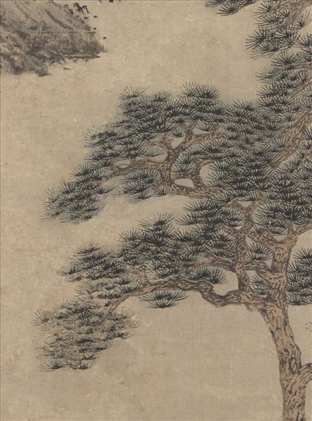 明沈周畫松岩聽泉圖　軸