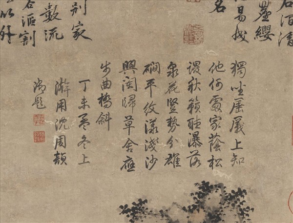 明沈周畫松岩聽泉圖　軸