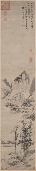 明沈周秋林讀書　軸