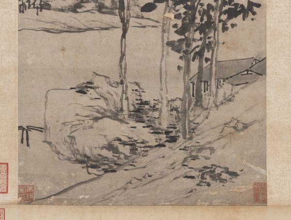 明沈周秋林讀書　軸